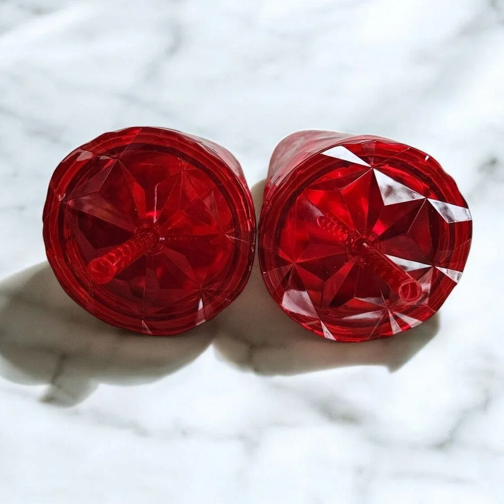 NEW Starbucks Red Geometric Cold Cups Diamond Pattern Tumblers‎ 24oz & 16oz